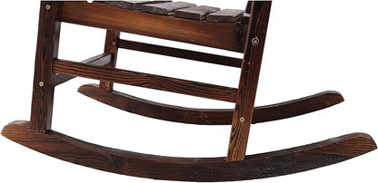 Oversized Wooden Rocking Chair for Porch & Patio 330lbs Capacity Wood Rocker with Wide Seat High Backrest & Armrests Outdoor Indoor Chair for Garden, Balcony, Living Room, Brown