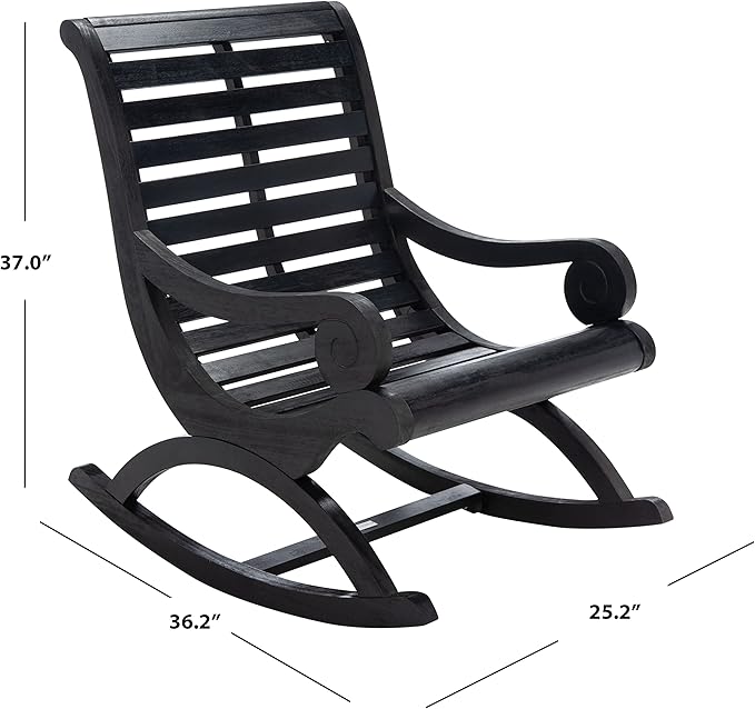 SAFAVIEH Outdoor Collection Sonora Black Slatted Rocking Chair