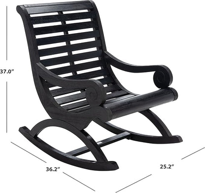 SAFAVIEH Outdoor Collection Sonora Black Slatted Rocking Chair