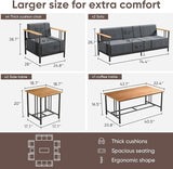 10-inch Thick Cushion Outdoor Furniture Set of 9, Patio Chair Set with Sofa, Wood Grain armrests, trapezoidal backrest - Photo 2