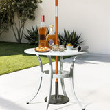 Outvita Patio Side Table, 23.6in Outdoor Round Cast Aluminum Bistro Table with Umbrella Hole and Antique Design for - Photo 2