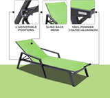 LeisureMod Marlin Patio Chaise Lounge Chair, Adjustable Outdoor Black Aluminum Lounge with Breathable Mesh Sling Back - Photo 5