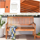Outdoor Bench, Wooden Bench Outside Bench with Ergonomic Backrests & Curved Armrest - Photo 5
