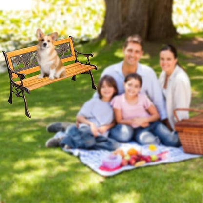 Garden Bench Park Bench Mini Sized Wood Outdoor Benches Weatherproof for Patio Lawn Balcony Backyard Porch and Indoor