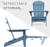 Outdoor Wooden Folding Adirondack Chair with Retractable Ottoman - Photo 5