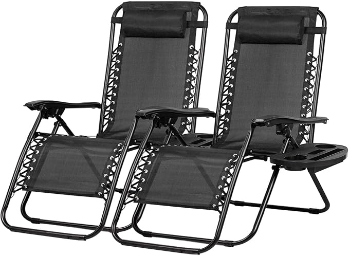 Nazhura Set of 2 Relaxing Recliners Patio Chairs Adjustable Steel Mesh Zero Gravity Lounge Chair Beach Chairs with - Photo 1