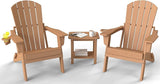 3-Piece Folding Adirondack Chair Set - 38" Extra Tall Back & Embossed Wood Grain - Photo 1