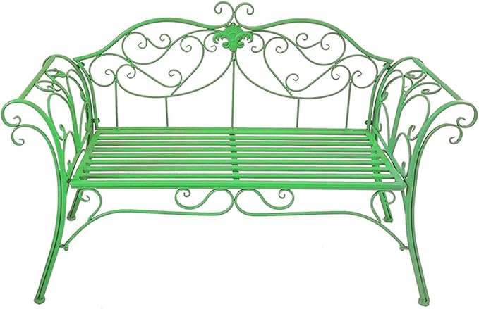 Outdoor Bench Garden Benches for Outdoors Patio Bench Metal Front Porch Bench with Sturdy Cast Iron Metal Frame, Metal Garden Bench Chair 2 Seater for Garden, Yard, Patio, Porch and Sunroom (Color :