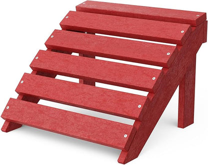 Wildridge Classic Footrest, Cardinal Red - Outdoor Weather Resistant HDPE Ottoman for Adirondack Chair