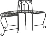 SAFAVIEH Outdoor Collection Abia Victorian Antique Black Semicircle Tree Bench - Photo 8