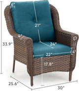 Patio Wicker Chairs Outdoor Furniture Chair - Set of 2 Outside All Weather Lawn Dining Brown Rattan Armchair with High - Photo 3