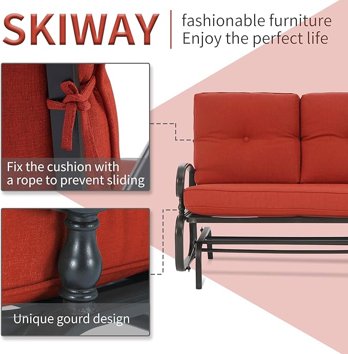 Outdoor Swing Glider Rocking Bench, Garden Loveseat Chair - Photo 5