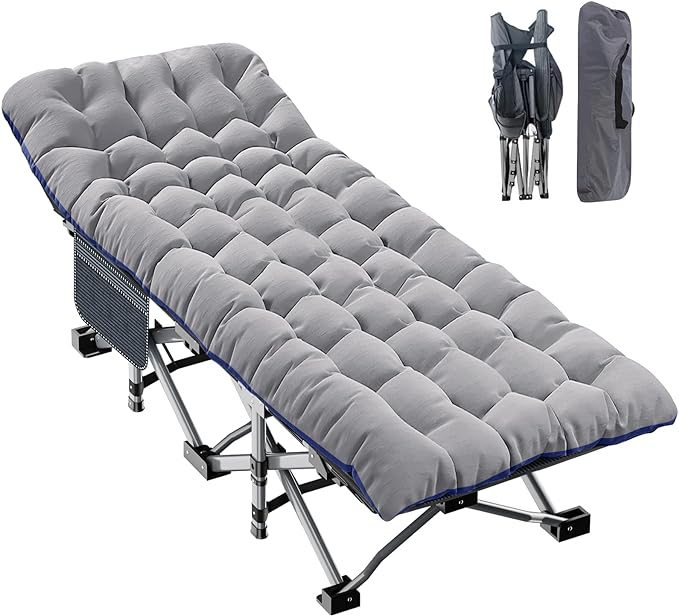 H&ZT Adults Patio Chaise with Mattress, Outdoors Portable Bed Frame for Adults - Photo 1