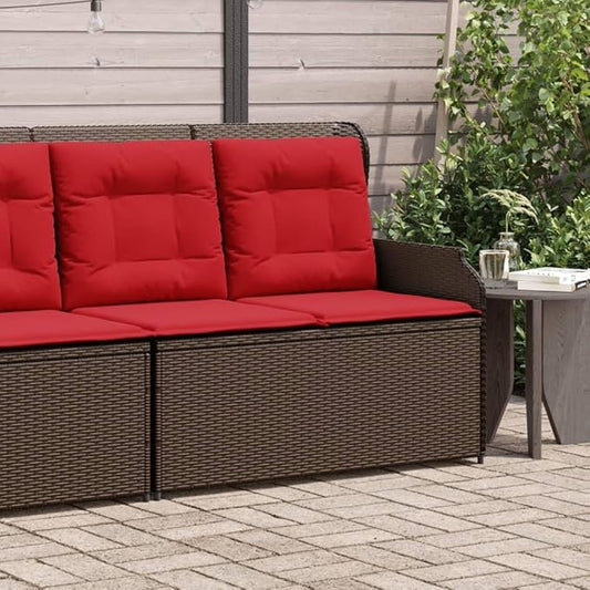 2-Seater Reclining Patio Bench, PE Rattan Garden Loveseat with Adjustable Armrests, Sturdy Powder-Coated Steel Frame, Comfortable Outdoor Furniture for Backyard, Balcony, Deck