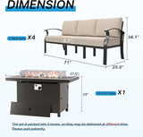 Gotland Aluminum Patio Furniture Set with Fire Pit Table - Photo 2
