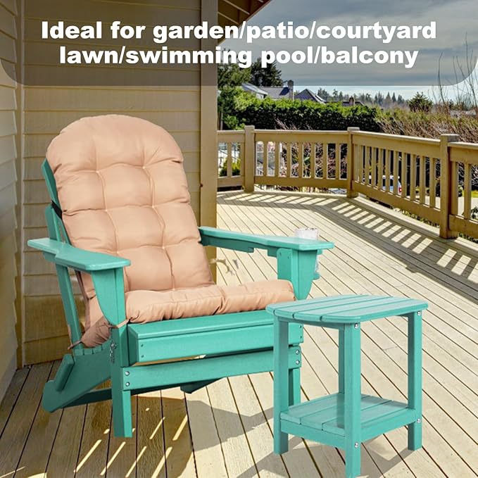 Adirondack Outdoor Side Table, 16.5” HDPE Small Patio Table with Storage Shelf, Weather Resistant End Table for Porch, Pool & Yard (Aruba)