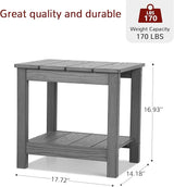 Stoog All-Weather Patio Side Table, 2-Tier Rectangular Outdoor Side Table, Adirondack Side Table, Easy Maintenance, Grey - Photo 3