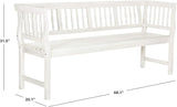 SAFAVIEH Outdoor Patio Furniture Collection – Brentwood Antique White Distressed Acacia Wood Bench with Silver Accents - Photo 3