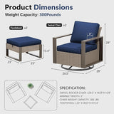 4 Piece Patio Furniture Set, Outdoor Swivel Rocker Patio Chairs and Ottoman, Metal Patio Furniture with Deep Seating - Photo 2