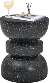 18" H Modern Black Side Table for Living Room, Decorative Terrazzo Finish MGO Outdoor End Table - Photo 3