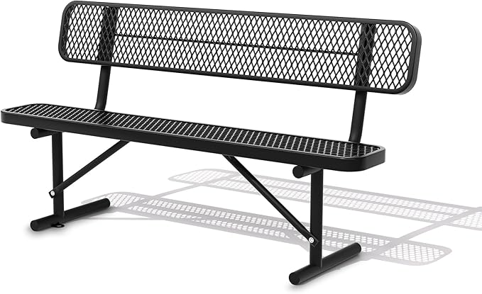 72" Metal Park Benches for Outside - Black Outdoor Benches Heavy Duty Garden Weatherproof Bench with Backrest, Buddy Bench for Schools,Commercial Benches for Shopping Mall, Store, Yard, Patio