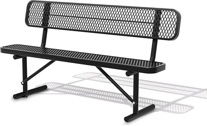 72" Metal Park Benches for Outside - Black Outdoor Benches Heavy Duty Garden Weatherproof Bench with Backrest, Buddy Bench for Schools,Commercial Benches for Shopping Mall, Store, Yard, Patio
