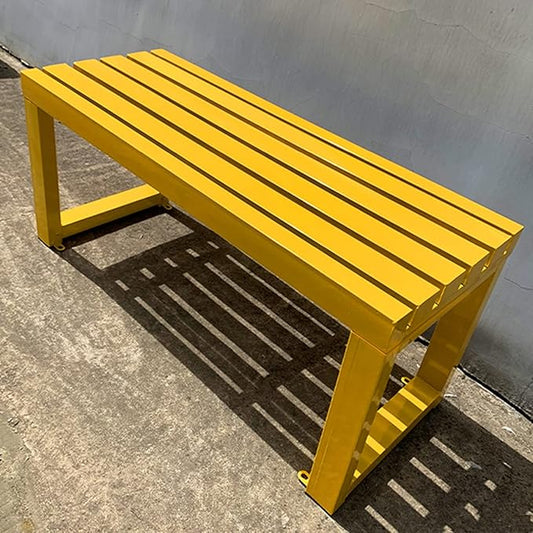Durable Yellow Outdoor Metal Bench - 70.8in Slatted Garden & Patio Seating for Yard, Front Porch, Picnic & Backyard Decor - Stylish and Functional Furniture