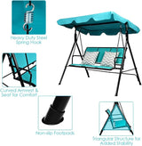 TANGKULA 3 Person Patio Swing, Steel Frame with Polyester Angle Adjustable Canopy, All Weather Resistant Swing Bench - Photo 7