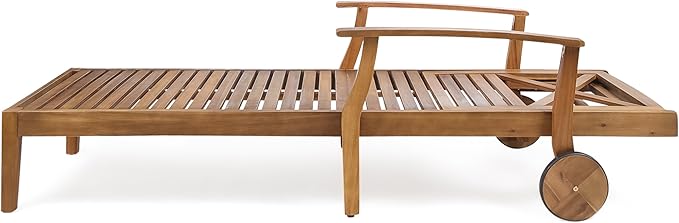 Christopher Knight Home Perla Outdoor Acacia Wood Adjustable Chaise Lounge (Set of 4) - Photo 4