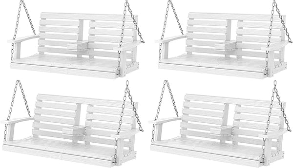 KINGYES Outdoor Hanging Porch Swing Set of 4, Waterproof Swing with Cup Holders for Courtyard & Garden - Photo 1