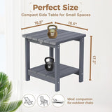 Square Outdoor Side Table Adirondack Side Table, Water-resistant & 2-Tier Small End Table for Patio - Photo 3