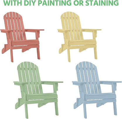 Topeakmart Set of 6 Folding Adirondack Chair Outdoor Weather Resistant Chairs for Patio Deck Garden, Backyard Deck, Fire Pit, Honey Brown