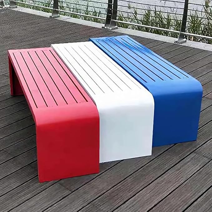 Waterproof Outdoor Garden Bench, Steel Frame Outdoor Bench, Metal Garden Bench 100/120/150/180cm, 500 LBS Weight Capacity, for Park Yard Patio Deck Lawn (Color : Rojo, Size : 59x15x18inch)