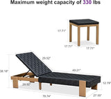 PURPLE LEAF Patio Lounge Chair Modern Outdoor PU Leather Style Chaise Lounge 1 Piece with Side Table Adjustable - Photo 2