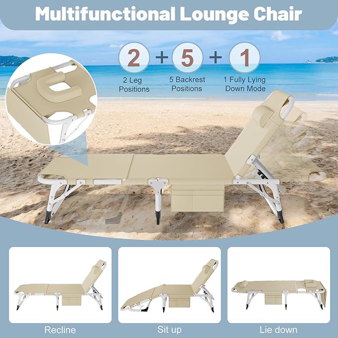 Slsy Folding Chaise Patio Lounge Chairs, Outdoor Reclining Patio Chairs - Photo 5