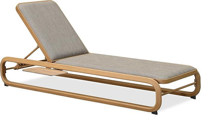 PURPLE LEAF Outdoor Chaise Lounges 4 Chairs with Cushion Aluminum Pool Side Sun Lounges Adjustable Reclining Patio Set Teak