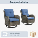 Belord Outdoor Swivel Chairs Set of 2, Patio Wicker Rocker Chairs, All Weather Patio Conversation Furniture Set - Photo 8