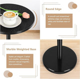 Black Drink Table Small Round Pedestal Side Table with Marble Base Modern Cocktail Table for Patio Sofa Couch Chair - Photo 4