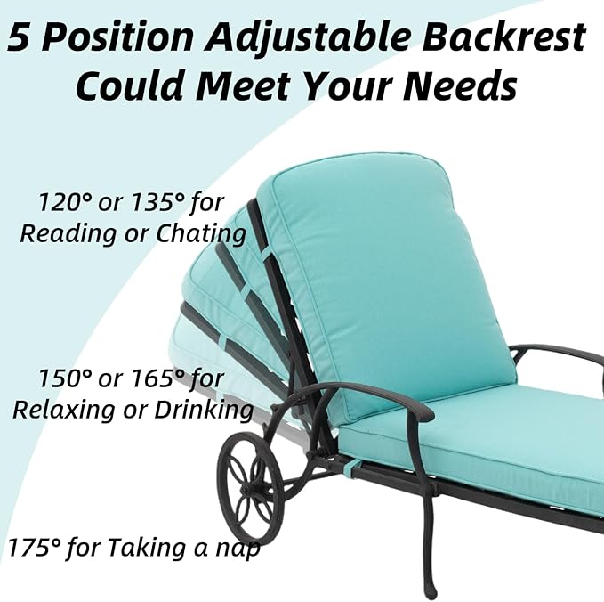 Chaise Lounge Outdoor Chair with Wheels - Photo 5