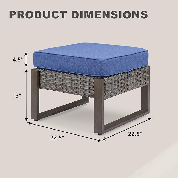 Rilyson Outdoor Ottoman Wicker Patio Footrest - 2 Piece Wicker Footrest Footstools Set with Sturdy Frame - Photo 5