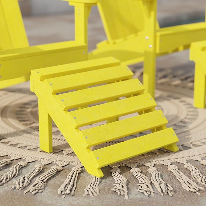 Wildridge Classic Footrest, Lemon Yellow - Outdoor Weather Resistant HDPE Ottoman for Adirondack Chair