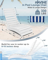 Pool Lounge Chairs Set of 2, HDPE Adjustable Chaise Chairs with Headrest - Photo 3