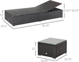 Outsunny Chaise Lounge Chair Set of 2 with 5 Angle Backrest, Outdoor Coffee Table, Water Repellent Cushions - Photo 7