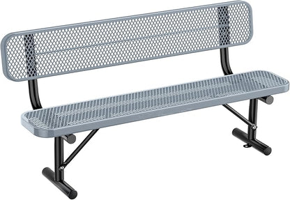 Ceridwen Outdoor Benches Heavy Duty Steel Frame Park Bench with Backrest Bench,Park Bench Steel Mesh Outdoor Bench for Garden,Weatherproof Outdoor Bench for Garden (Grey, 6FT)