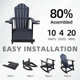 Adirondack Rocking Chair Set of 2, Weather-Resistant and Durable - Photo 5