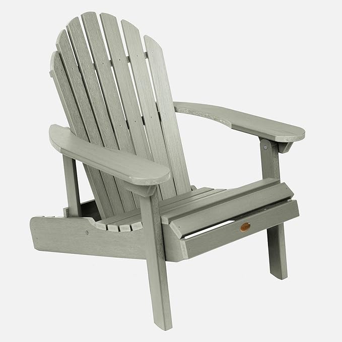 Highwood Hamilton Made in The USA Folding and Reclining Adirondack Chair, Adult Size, Eucalyptus