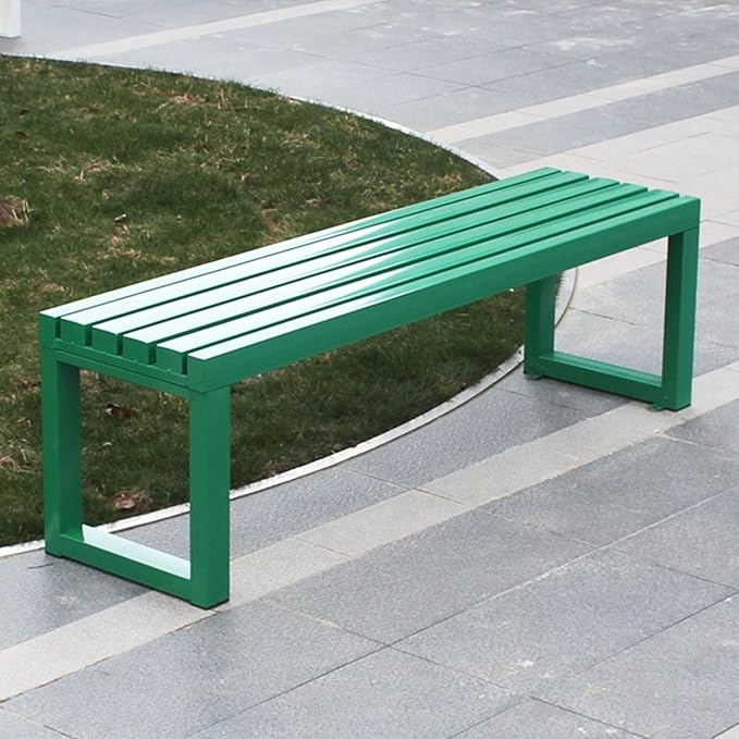 Weatherproof Metal Dining Bench, Outdoor Bench Backless Patio Bench 2-Person Farmhouse Bench Garden Bench for Kitchen - Photo 5