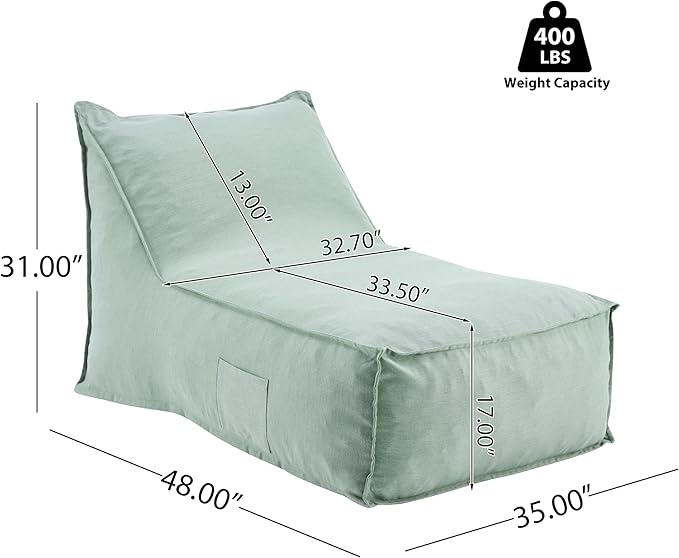 Christopher Knight Home Venny 48" L Outdoor Bean Bag Chair Set of 2, Fabric Bean Bag Chair for Adults and Kids - Photo 2