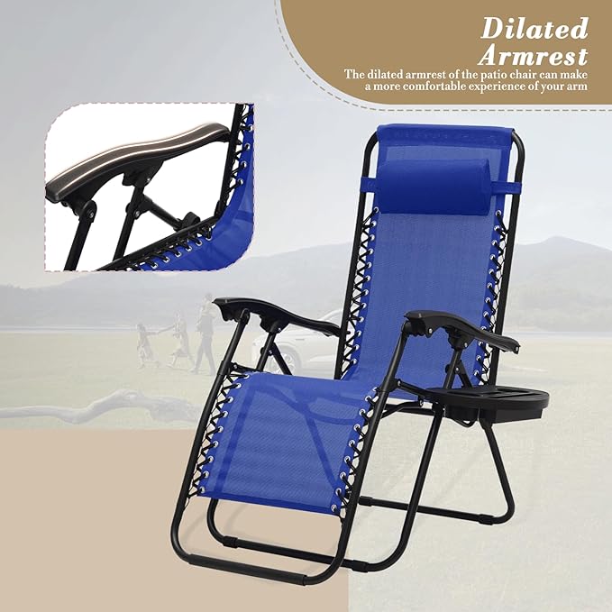 Athena Collection Zero Gravity Outdoor Lounge Chair Set of 2 with Side Table - Photo 9