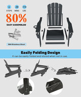 Domi Folding Adirondack Chair, HDPE Adirondack Chair with Cup Holder - Photo 7